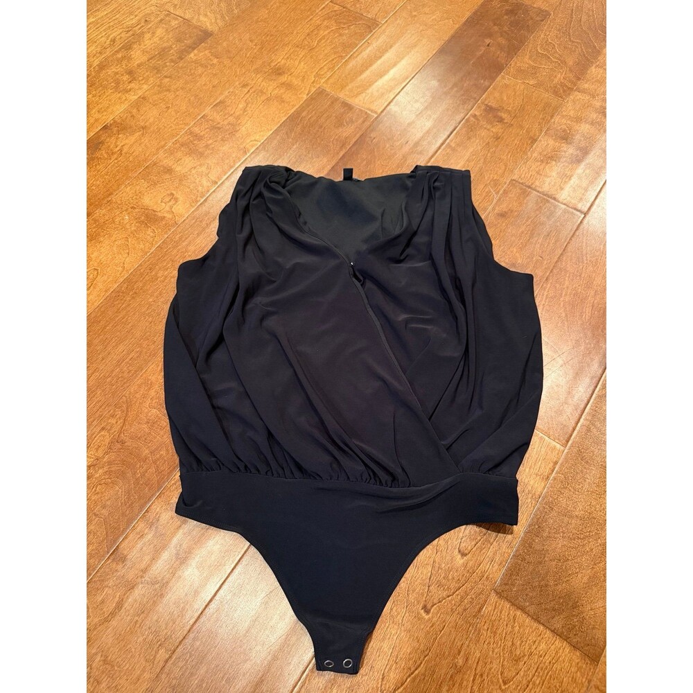 Express medium black cross front dressy bodysuit